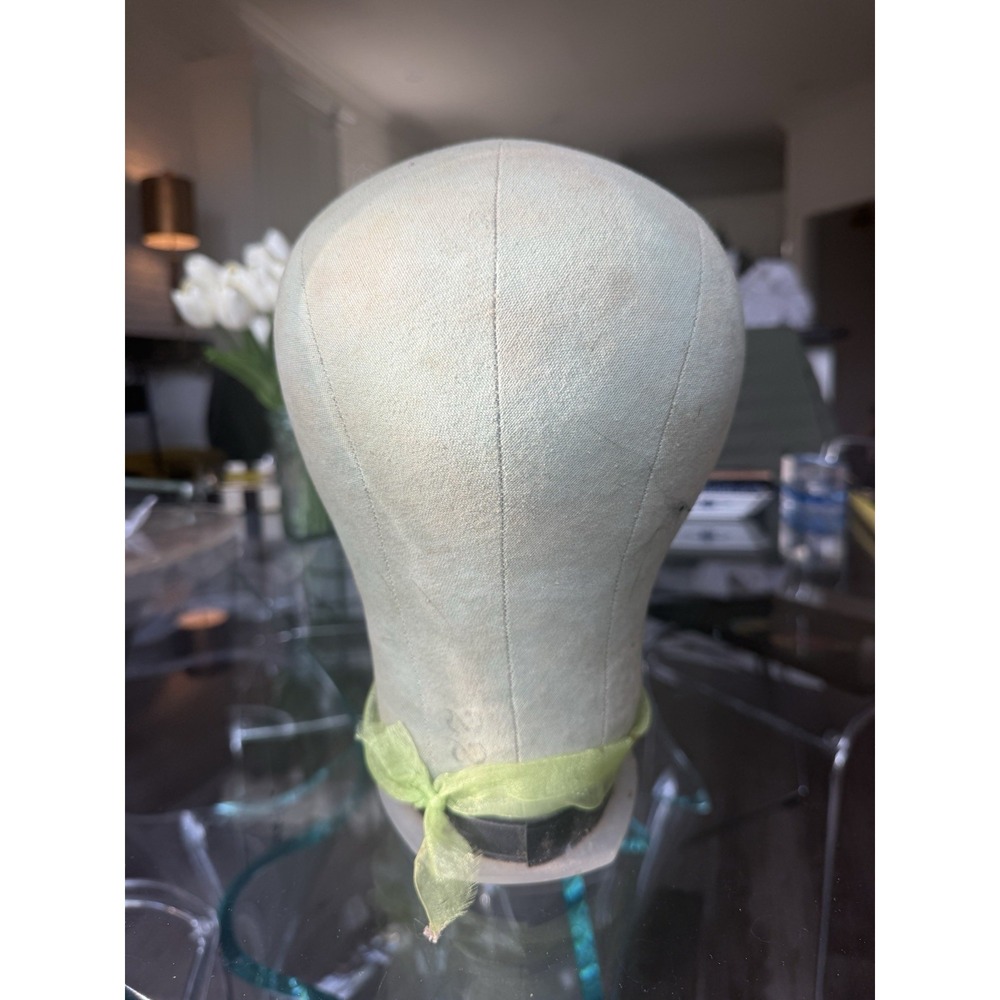 Vintage Hat Block Head Form Mannequin Size 22 Canvas Fabric Wig Making Millinery